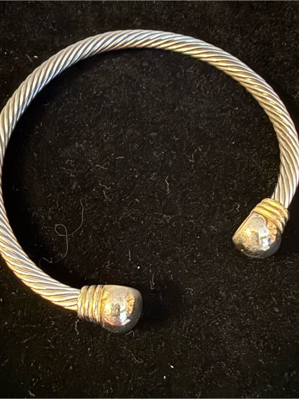 Silver-Tone Twisted Cable Open Cuff Bracelet with Gold Accents